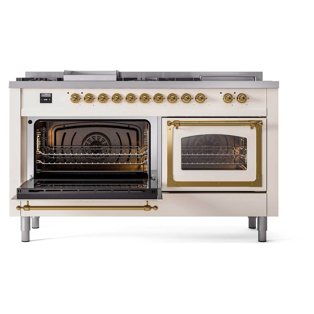 ILVE_UN60FSNMPAWGLP_Nostalgie_II_60"_Dual_Fuel_Range_main_oven_door_opened
