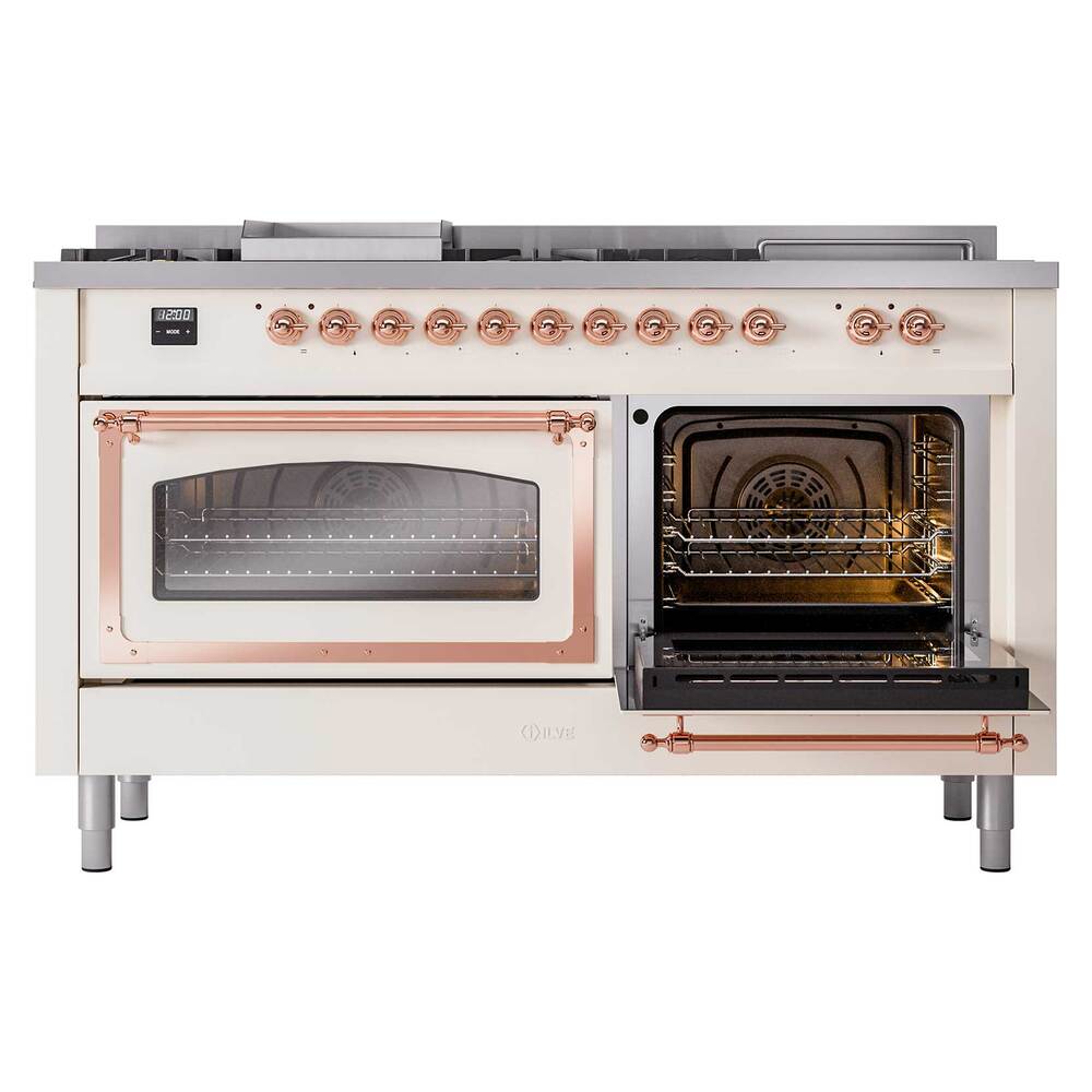 ILVE_UN60FSNMPAWPLP_Nostalgie_II_60"_Dual_Fuel_Range_main_oven_door_opened