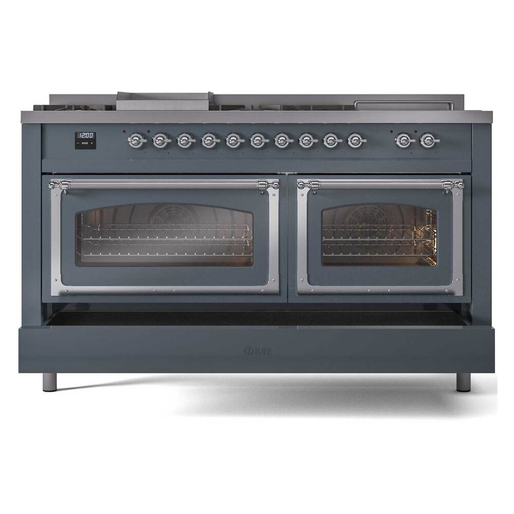 ILVE_UN60FSNMPBGCLP_Nostalgie_II_60"_Dual_Fuel_Range_drawer_opened