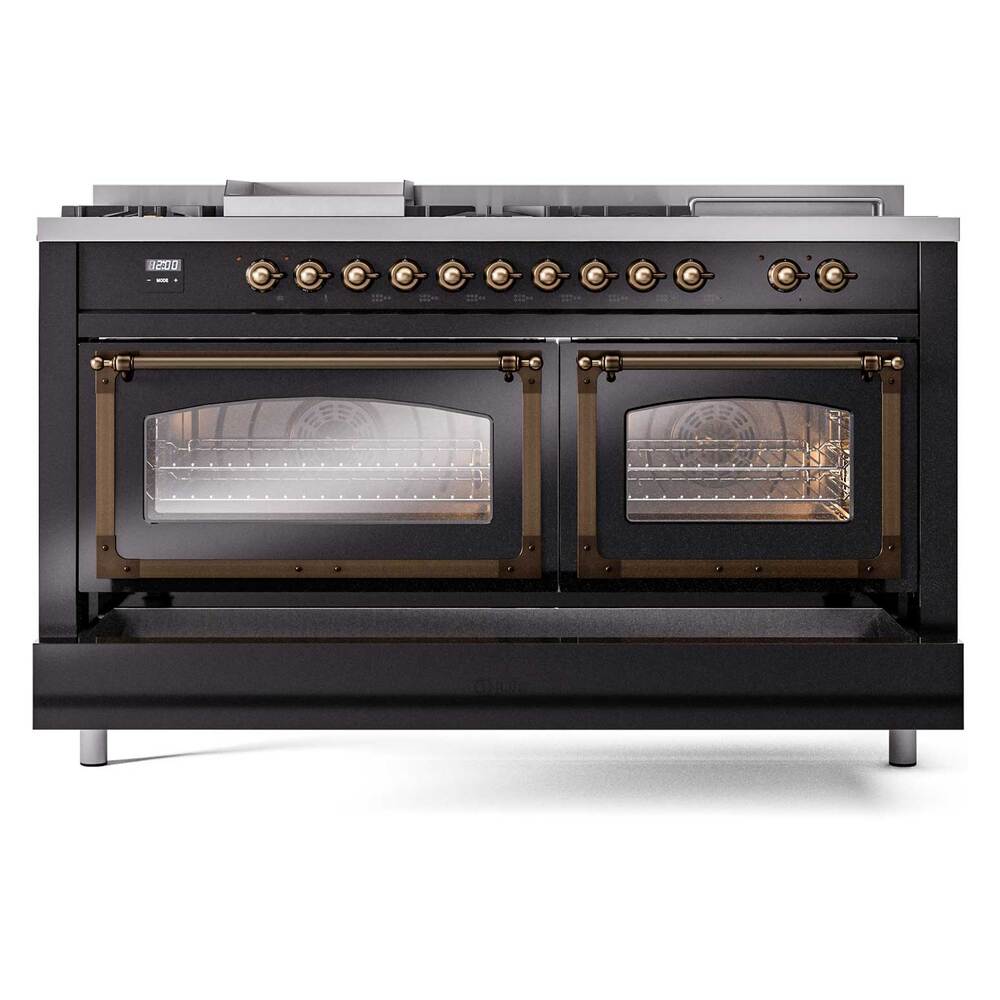 ILVE_UN60FSNMPBKBLP_Nostalgie_II_60"_Dual_Fuel_Range_drawer_opened