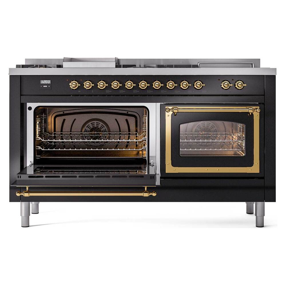 ILVE_UN60FSNMPBKGLP_Nostalgie_II_60"_Dual_Fuel_Range_main_oven_door_opened