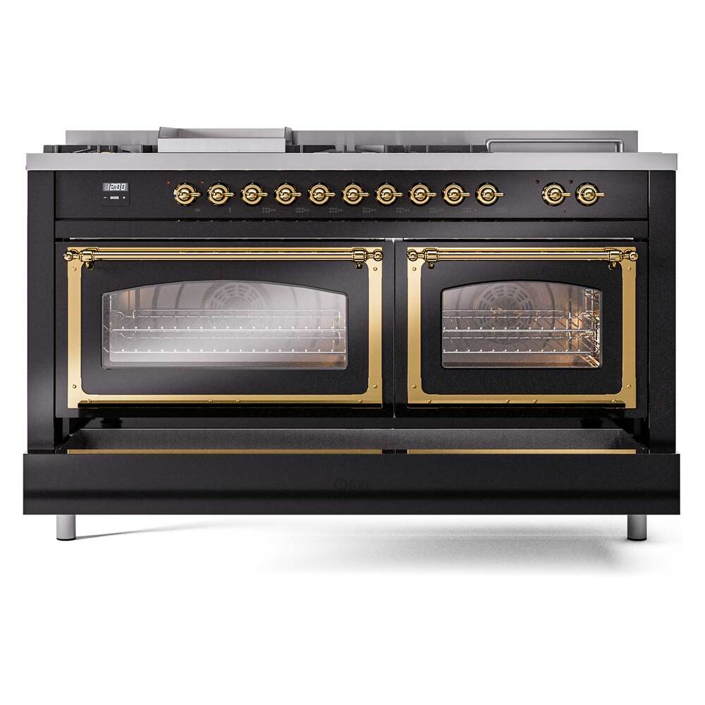 ILVE_UN60FSNMPBKGLP_Nostalgie_II_60"_Dual_Fuel_Range_drawer_opened