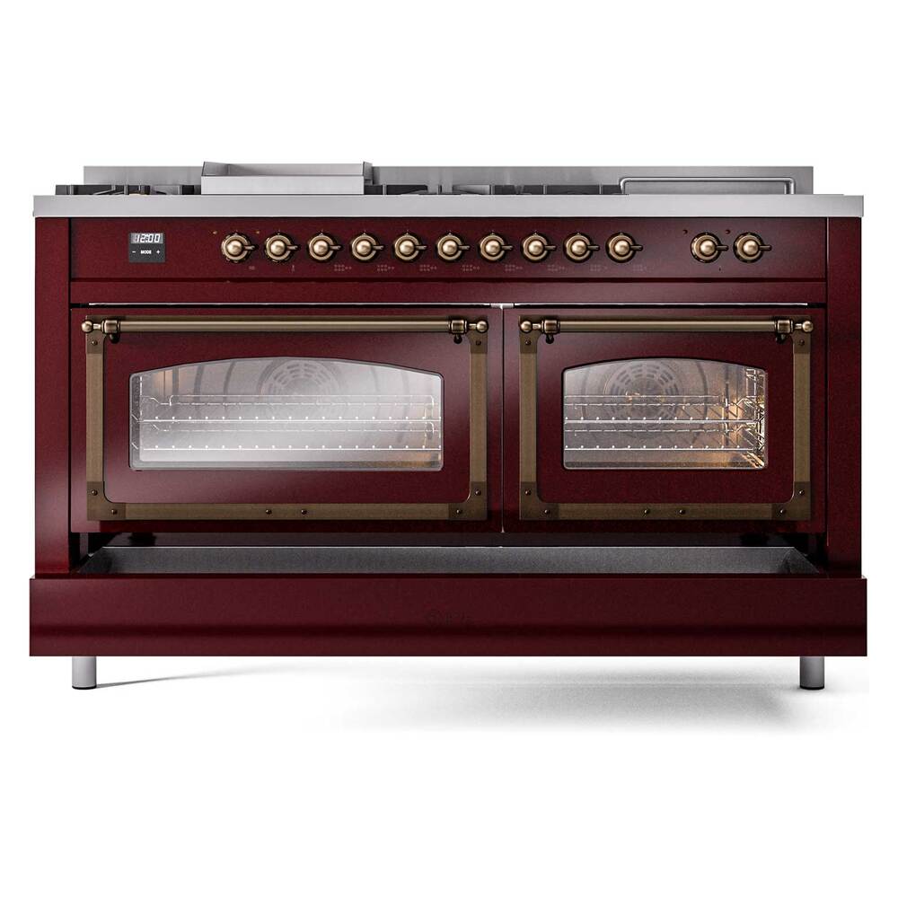ILVE_UN60FSNMPBUBLP_Nostalgie_II_60"_Dual_Fuel_Range_drawer_opened
