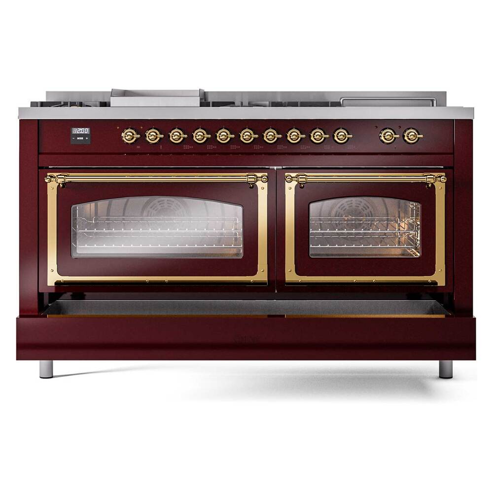 ILVE_UN60FSNMPBUGLP_Nostalgie_II_60"_Dual_Fuel_Range_drawer_opened