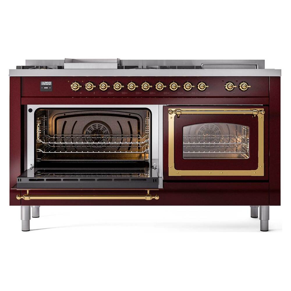 ILVE_UN60FSNMPBUG_Nostalgie_II_60"_Dual_Fuel_Range_main_oven_door_opened
