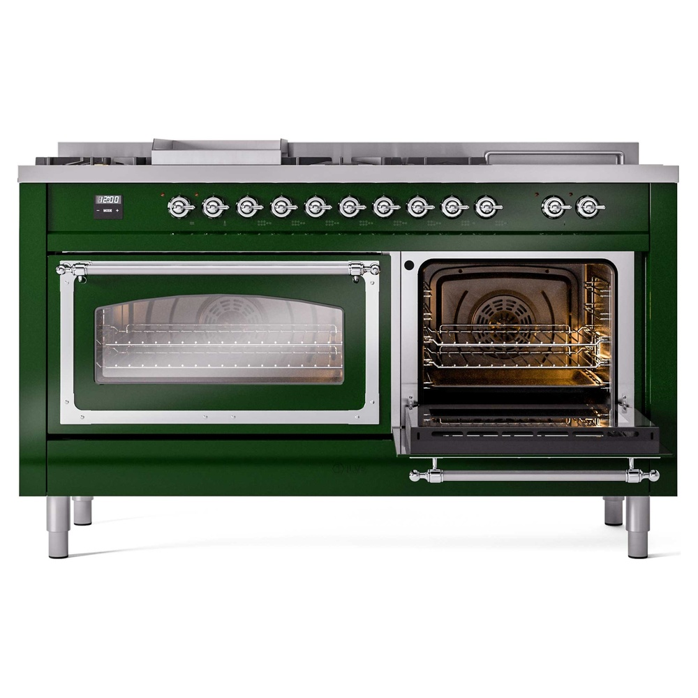 ILVE_UN60FSNMPEGC_Nostalgie_II_60"_Dual_Fuel_Range_side_oven_door_opened