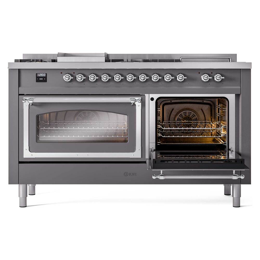 ILVE_UN60FSNMPMGC_Nostalgie_II_60"_Dual_Fuel_Range_side_oven_door_opened