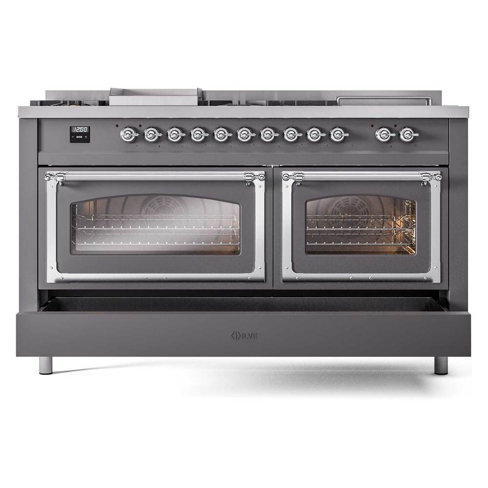 ILVE_UN60FSNMPMGC_Nostalgie_II_60"_Dual_Fuel_Range_drawer_opened