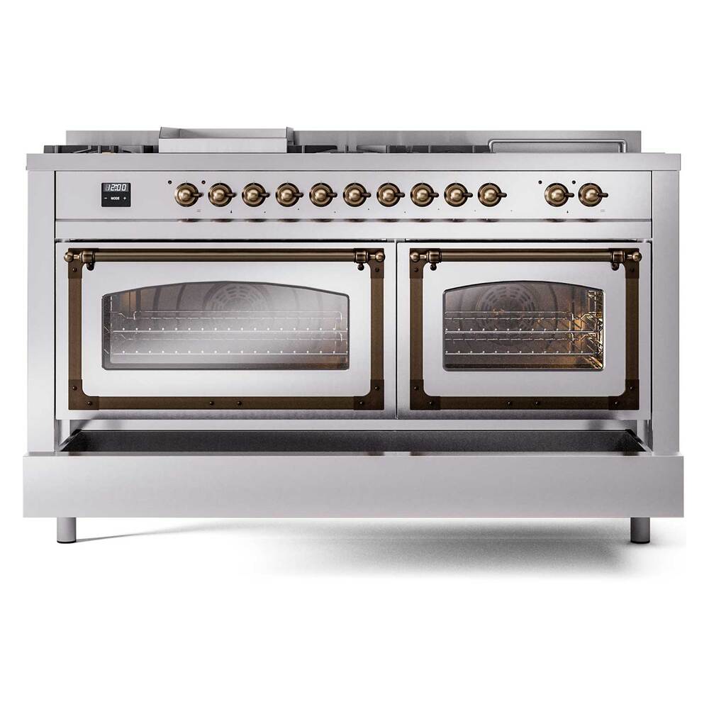 ILVE_UN60FSNMPSSBLP_Nostalgie_II_60"_Dual_Fuel_Range_drawer_opened