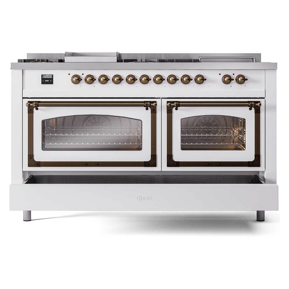 ILVE_UN60FSNMPWHBLP_Nostalgie_II_60"_Dual_Fuel_Range_drawer_opened