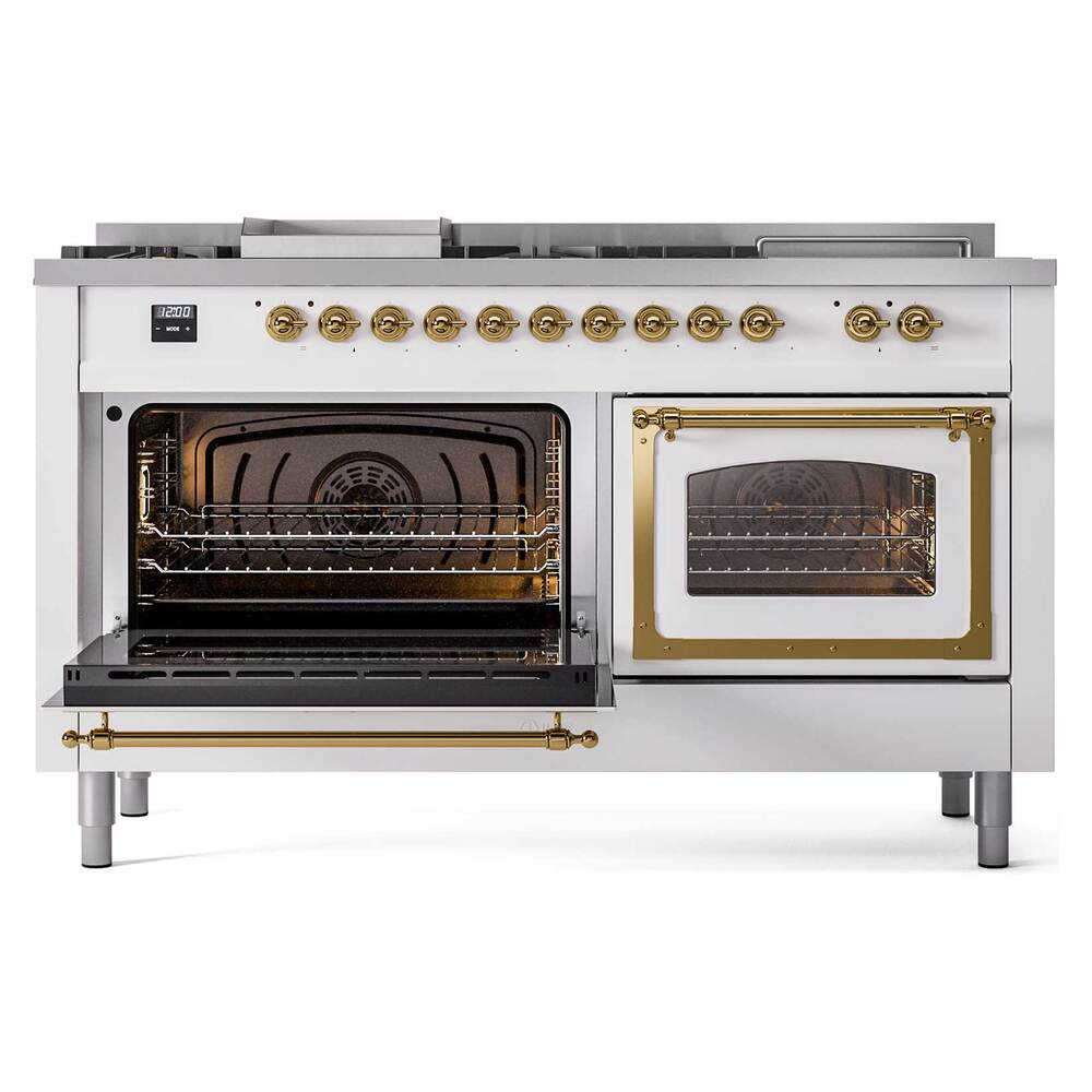 ILVE_UN60FSNMPWHGLP_Nostalgie_II_60"_Dual_Fuel_Range_main_oven_door_opened