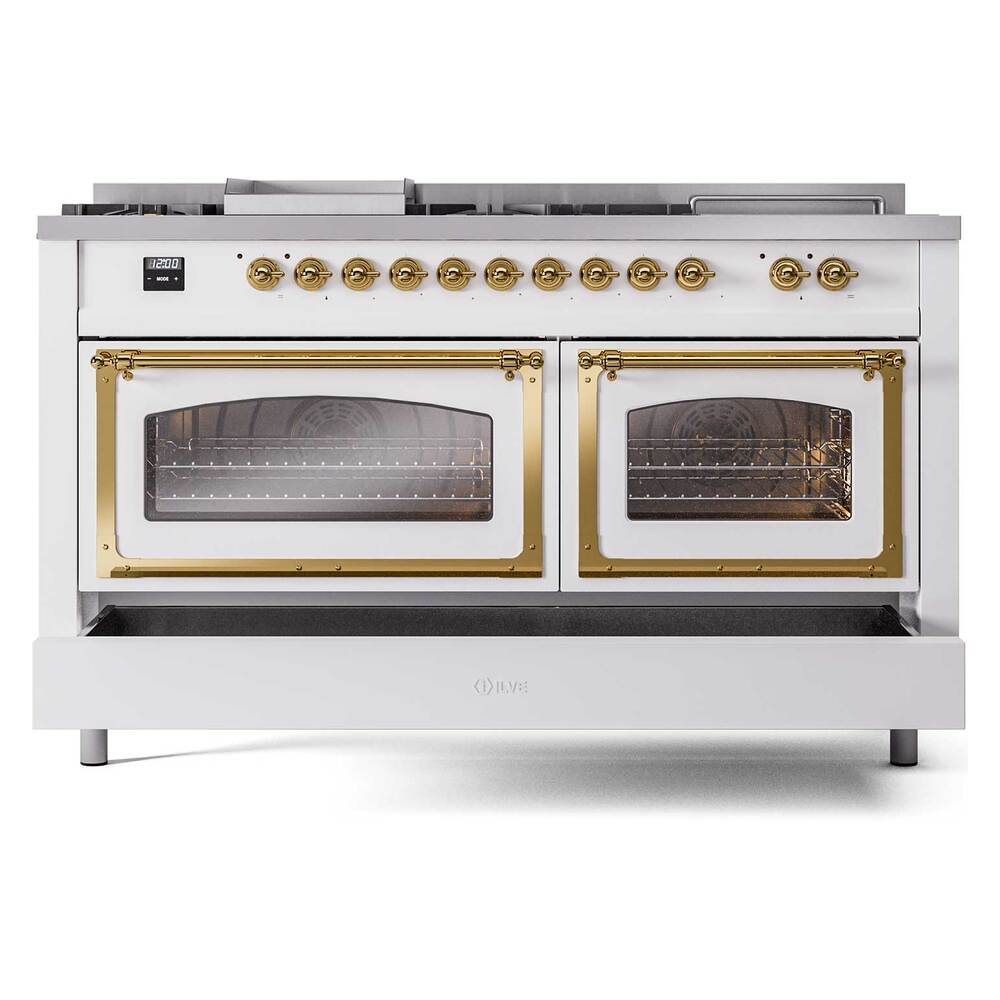 ILVE_UN60FSNMPWHGLP_Nostalgie_II_60"_Dual_Fuel_Range_drawer_opened