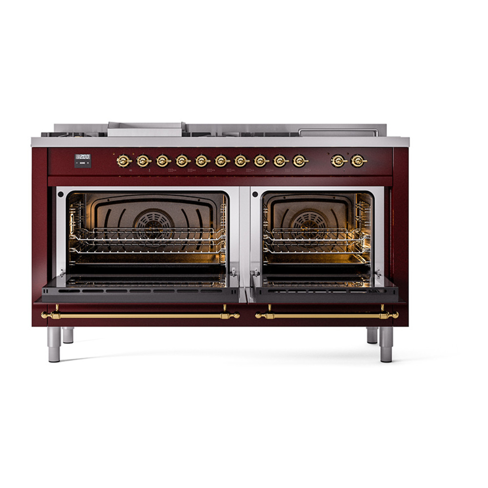 ILVE_UN60FSQNMPBUGLP_Nostalgie_II_60"_Dual_Fuel_Range_oven_door_opened