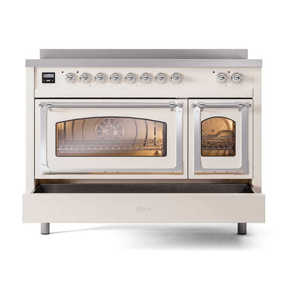 ILVE_UNI486NMPAWC_Nostalgie_II_48"_Induction_Range_drawer_opened
