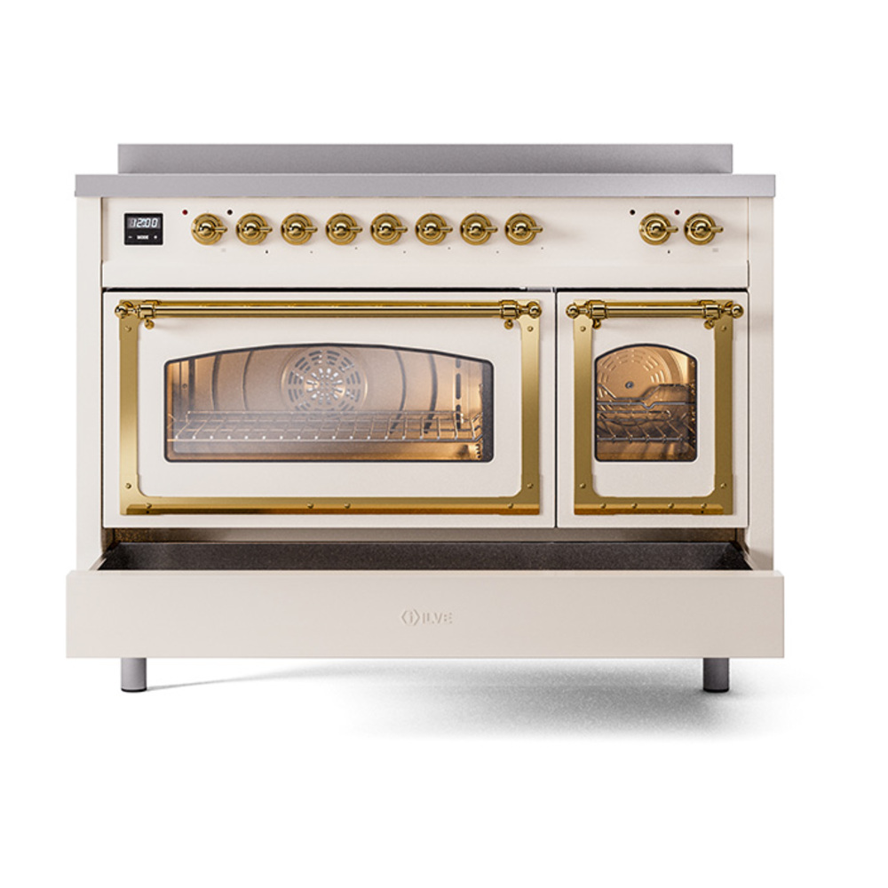 ILVE_UNI486NMPAWG_Nostalgie_II_48"_Induction_Range_drawer_opened
