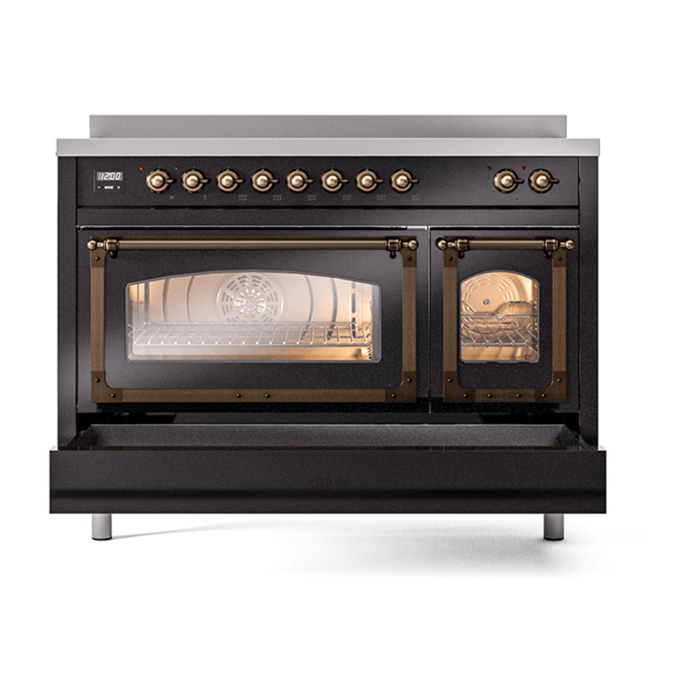 ILVE_UNI486NMPBKB_Nostalgie_II_48"_Induction_Range_drawer_opened