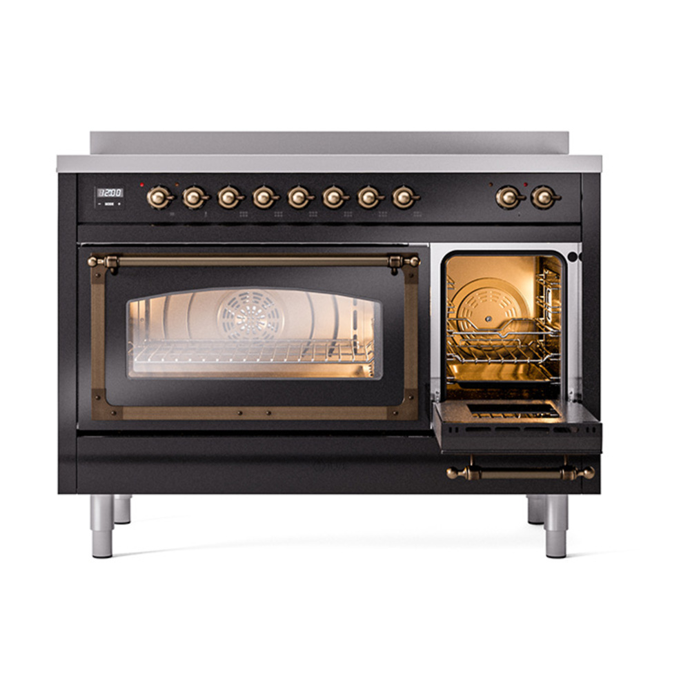 ILVE_UNI486NMPBKB_Nostalgie_II_48"_Induction_Range_side_oven_door_opened