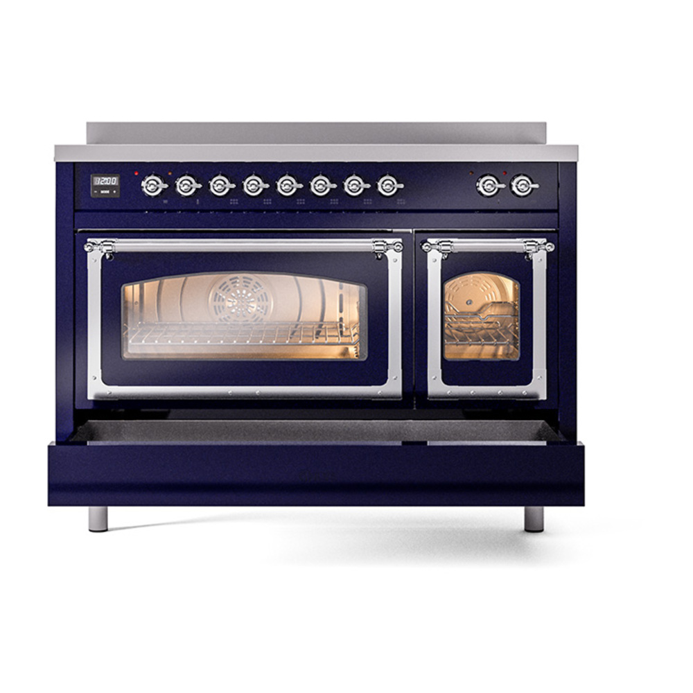 ILVE_UNI486NMPMBC_Nostalgie_II_48"_Induction_Range_oven_door_opened