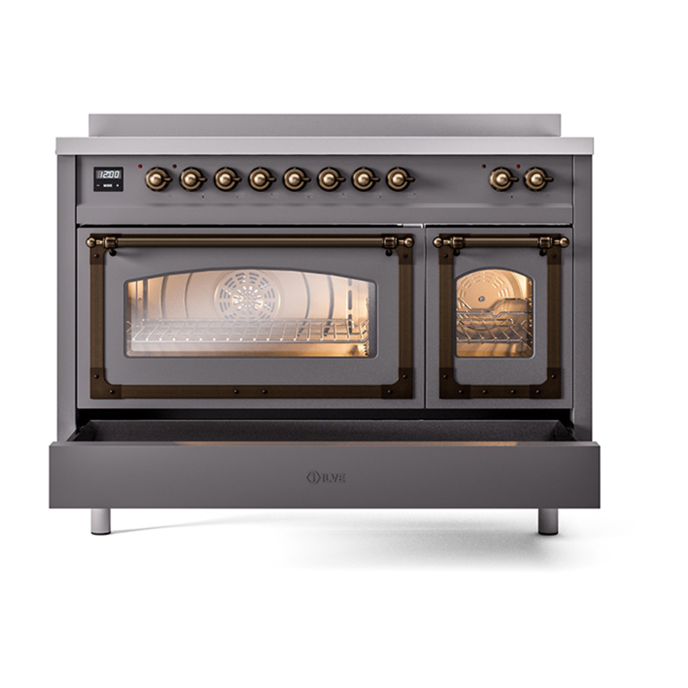 ILVE_UNI486NMPMGB_Nostalgie_II_48"_Induction_Range_drawer_opened