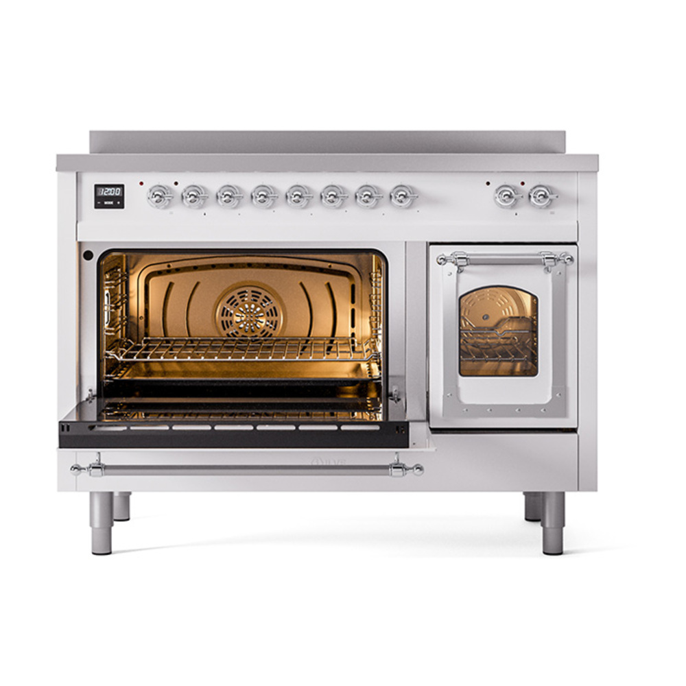 ILVE_UNI486NMPWHC_Nostalgie_II_48"_Induction_Range_main_oven_door_opened