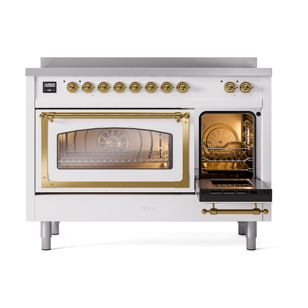 ILVE_UNI486NMPWHG_Nostalgie_II_48"_Induction_Range_side_oven_door_opened