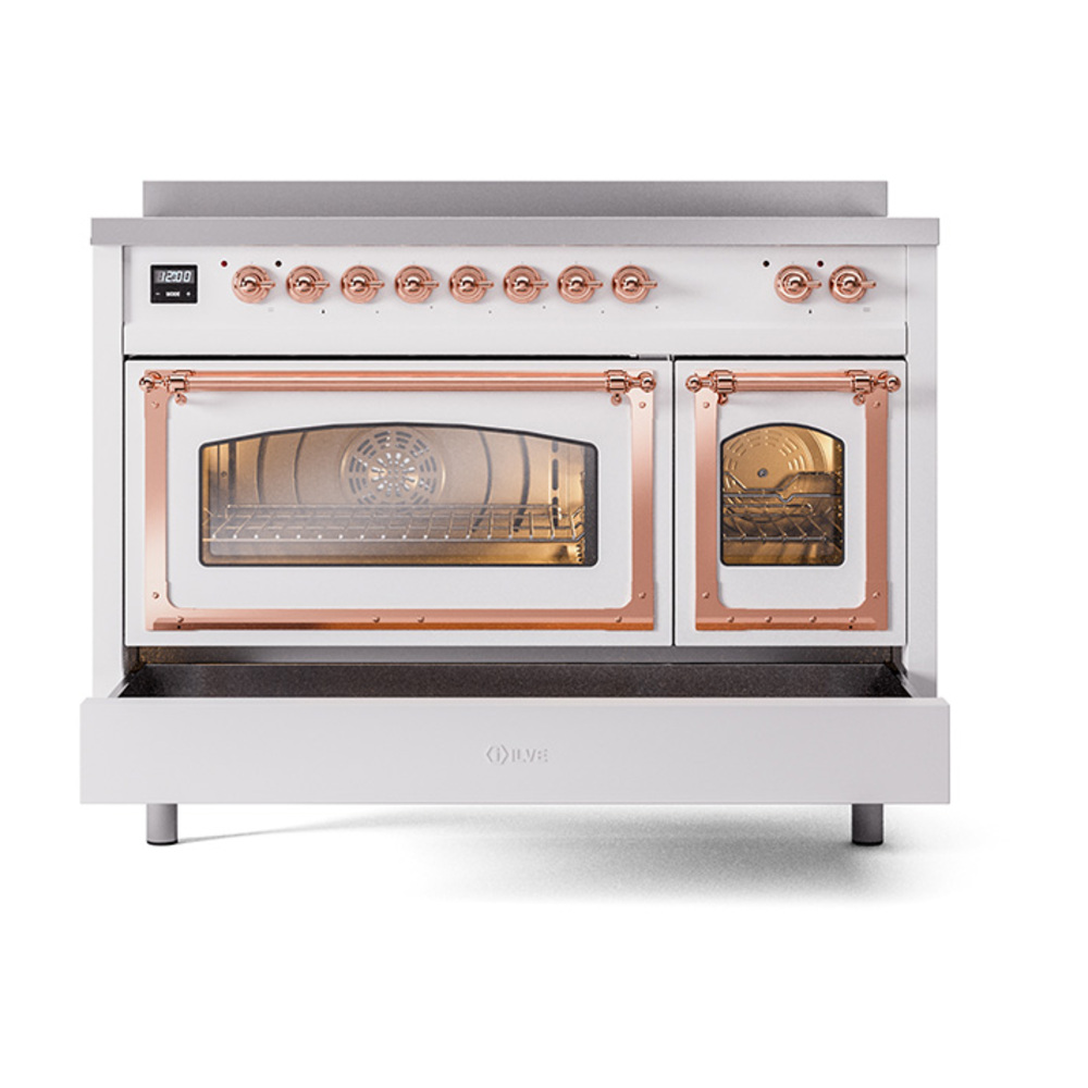 ILVE_UNI486NMPWHP_Nostalgie_II_48"_Induction_Range_drawer_opened