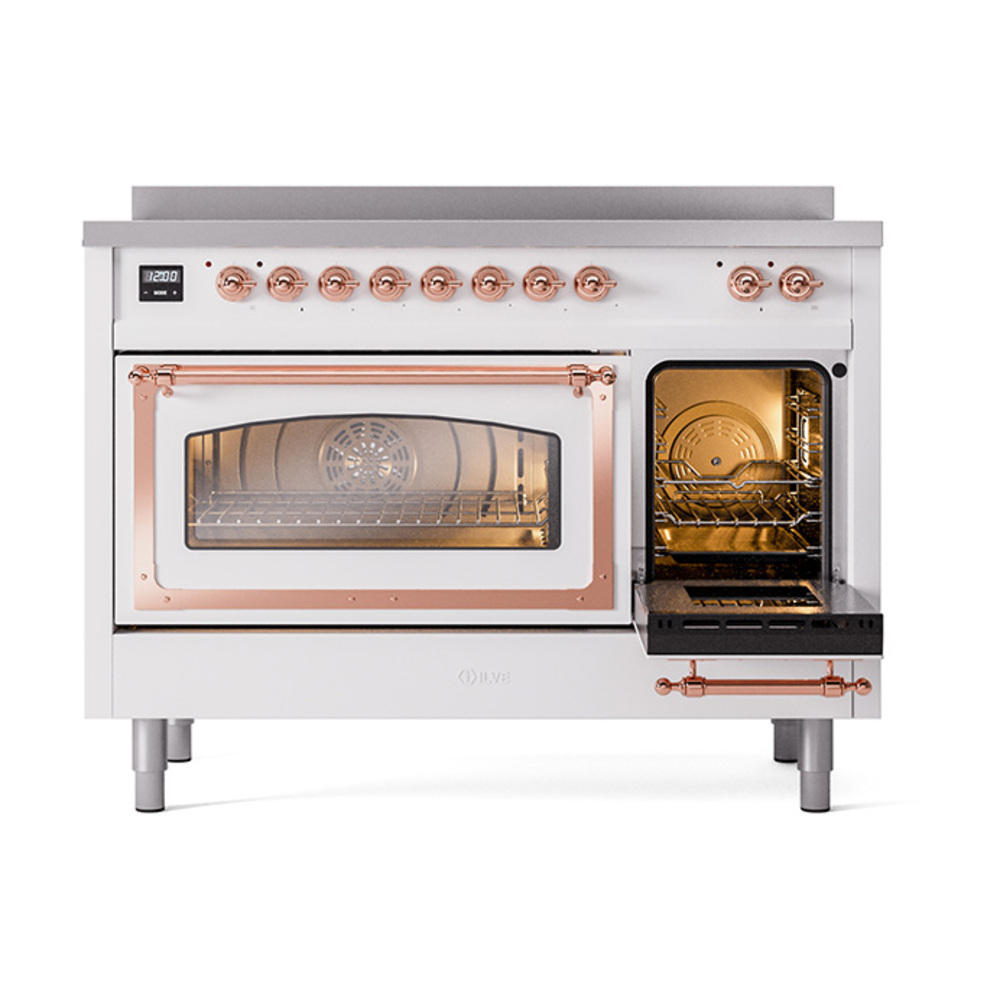 ILVE_UNI486NMPWHP_Nostalgie_II_48"_Induction_Range_side_oven_door_opened