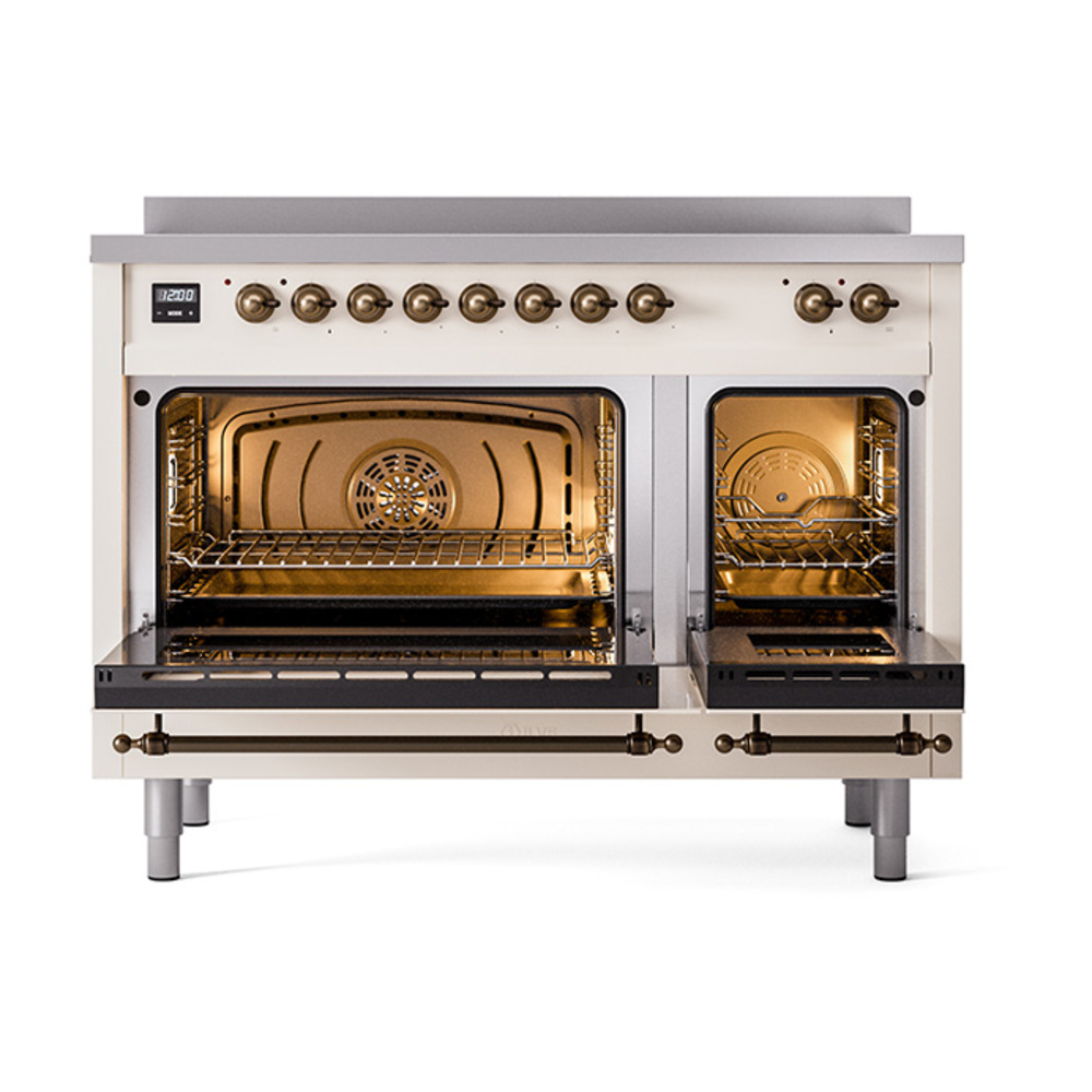 ILVE_UNI486QNMPAWB_Nostalgie_II_48"_Induction_Range_oven_door_opened