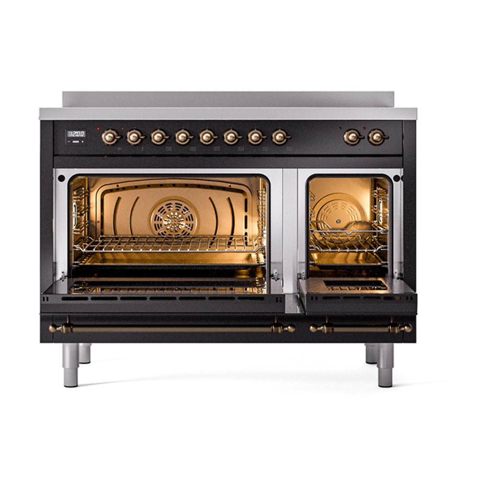 ILVE_UNI486QNMPBKB_Nostalgie_II_48"_Induction_Range_oven_door_opened