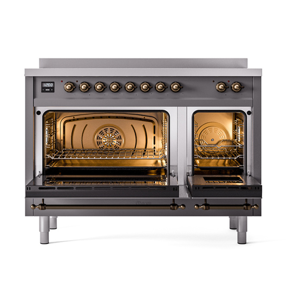 ILVE_UNI486QNMPMGB_Nostalgie_II_48"_Induction_Range_oven_door_opened