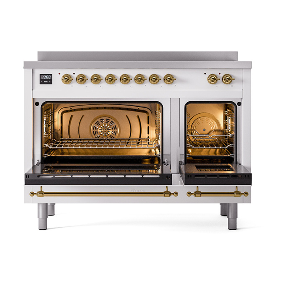 ILVE_UNI486QNMPRAG_Nostalgie_II_48"_Induction_Range_oven_door_opened
