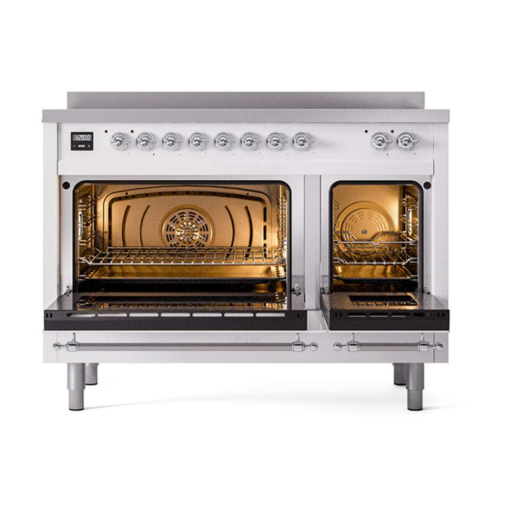 ILVE_UNI486QNMPWHC_Nostalgie_II_48"_Induction_Range_oven_door_opened
