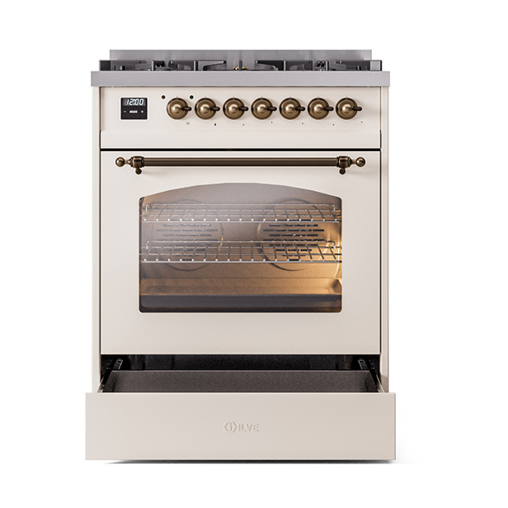 ILVE_UP30NMPAWB_Nostalgie_II_30"_Dual_Fuel_Range_drawer_opened