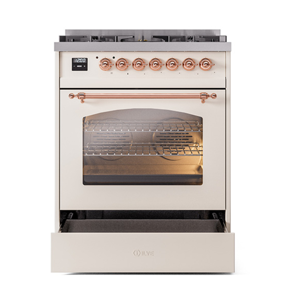 ILVE_UP30NMPAWP_Nostalgie_II_30"_Dual_Fuel_Range_drawer_opened