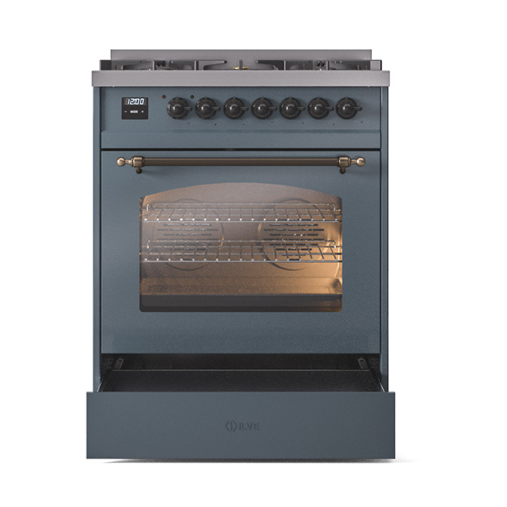 ILVE_UP30NMPBGB_Nostalgie_II_30"_Dual_Fuel_Range_drawer_opened