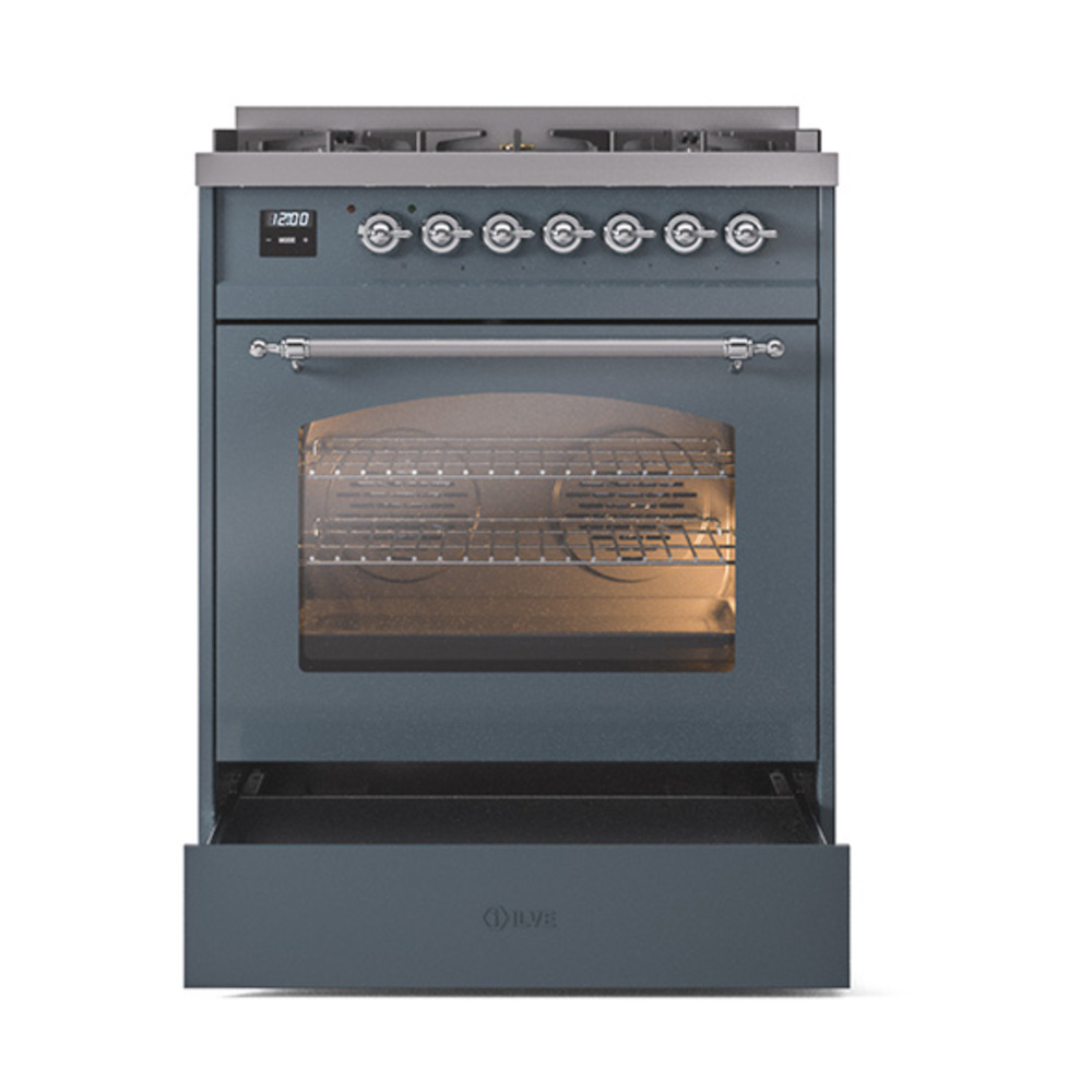 ILVE_UP30NMPBGC_Nostalgie_II_30"_Dual_Fuel_Range_drawer_opened