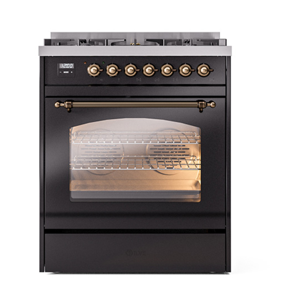 ILVE_UP30NMPBKB_Nostalgie_II_30"_Dual_Fuel_Range_front_view