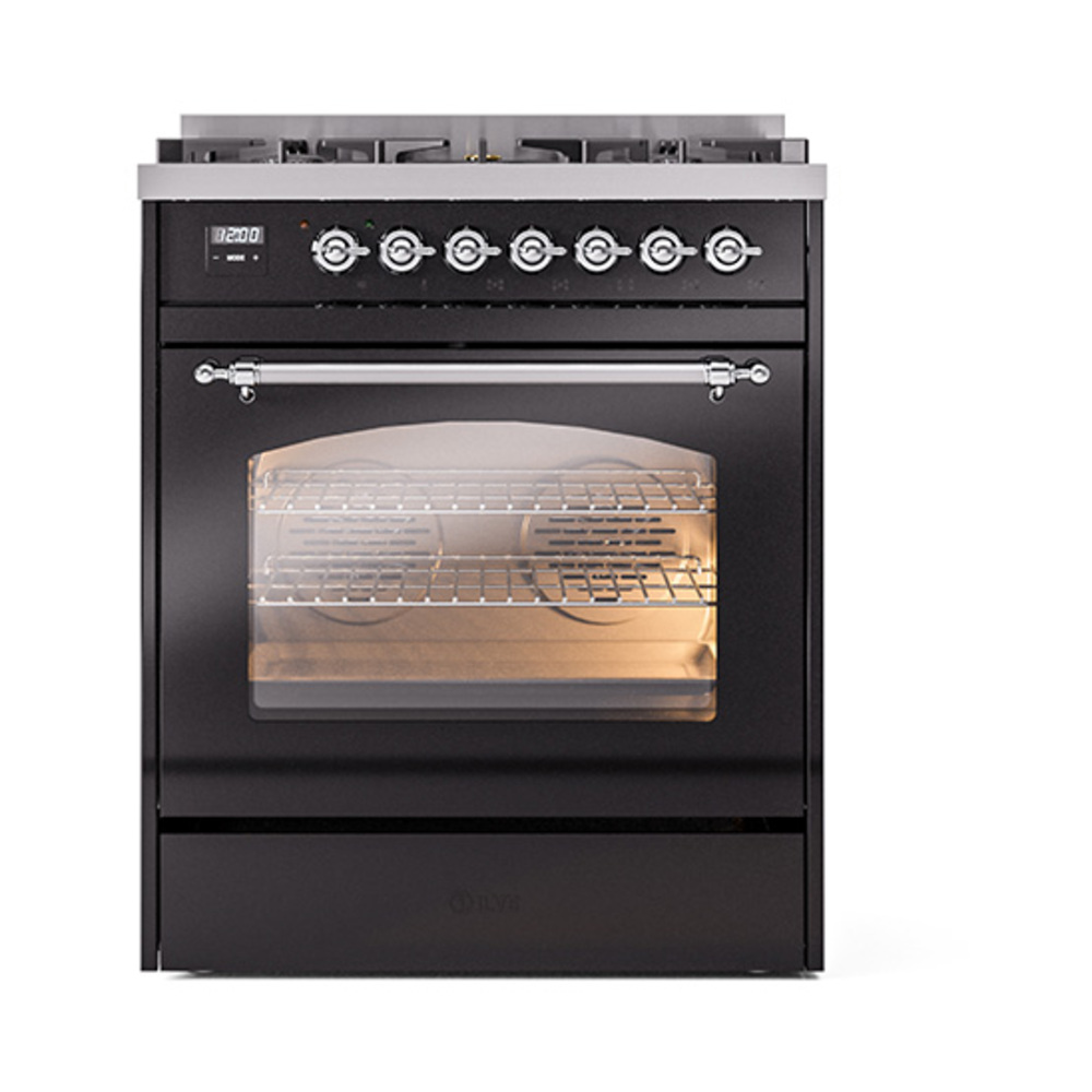 ILVE_UP30NMPBKCLP_Nostalgie_II_30"_Dual_Fuel_Range_front_view