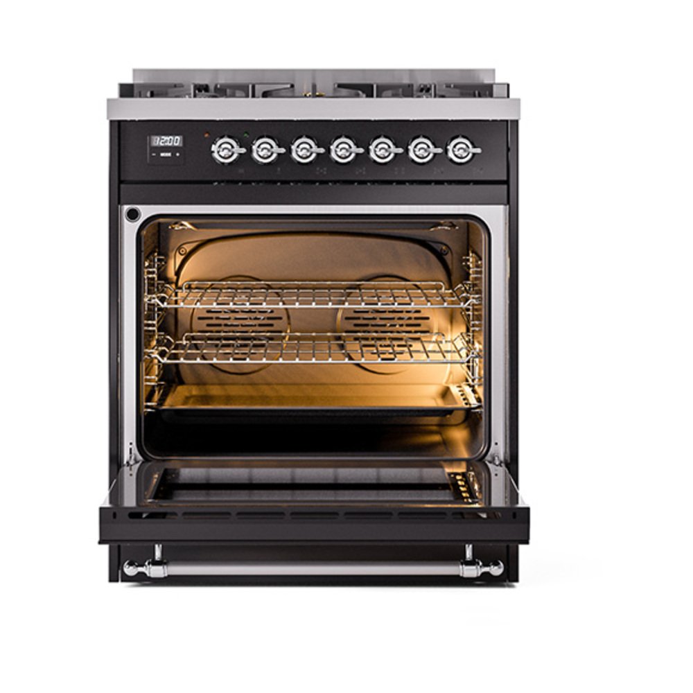 ILVE_UP30NMPBKCLP_Nostalgie_II_30"_Dual_Fuel_Range_oven_door_opened