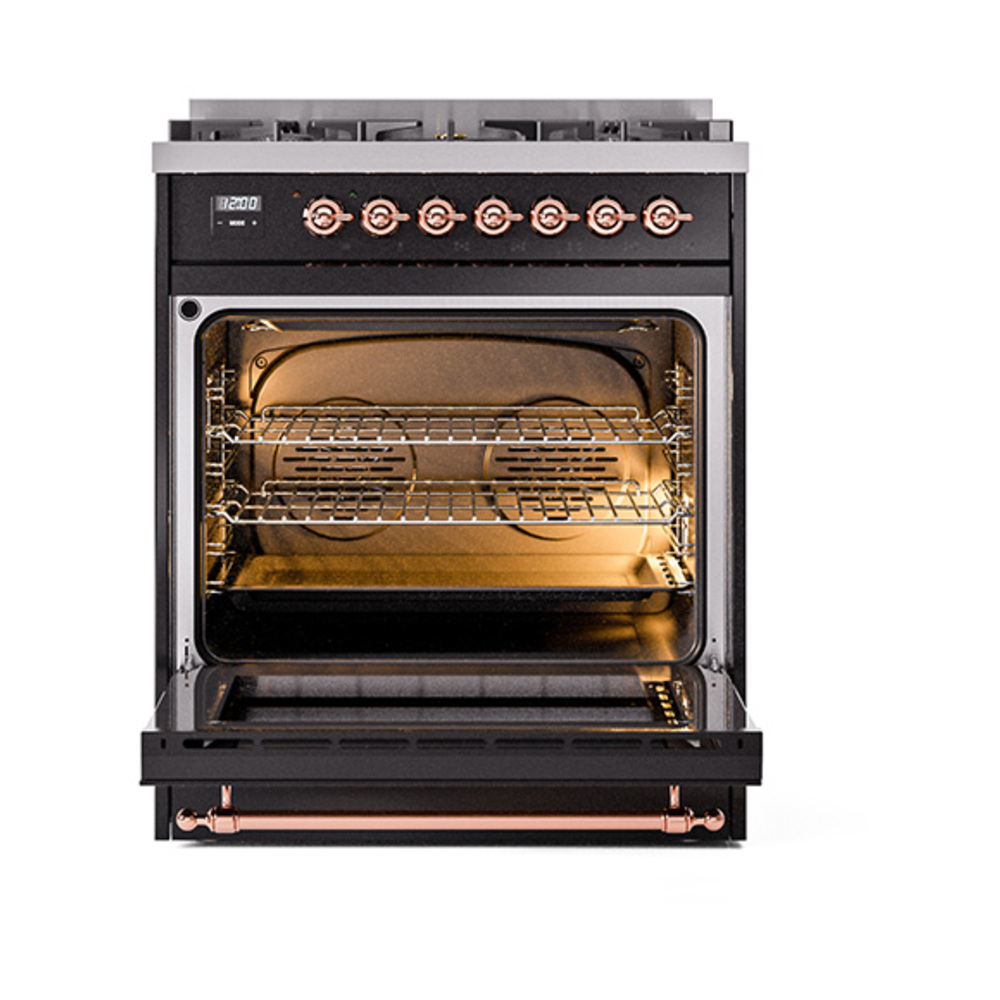 ILVE_UP30NMPBKPLP_Nostalgie_II_30"_Dual_Fuel_Range_oven_door_opened