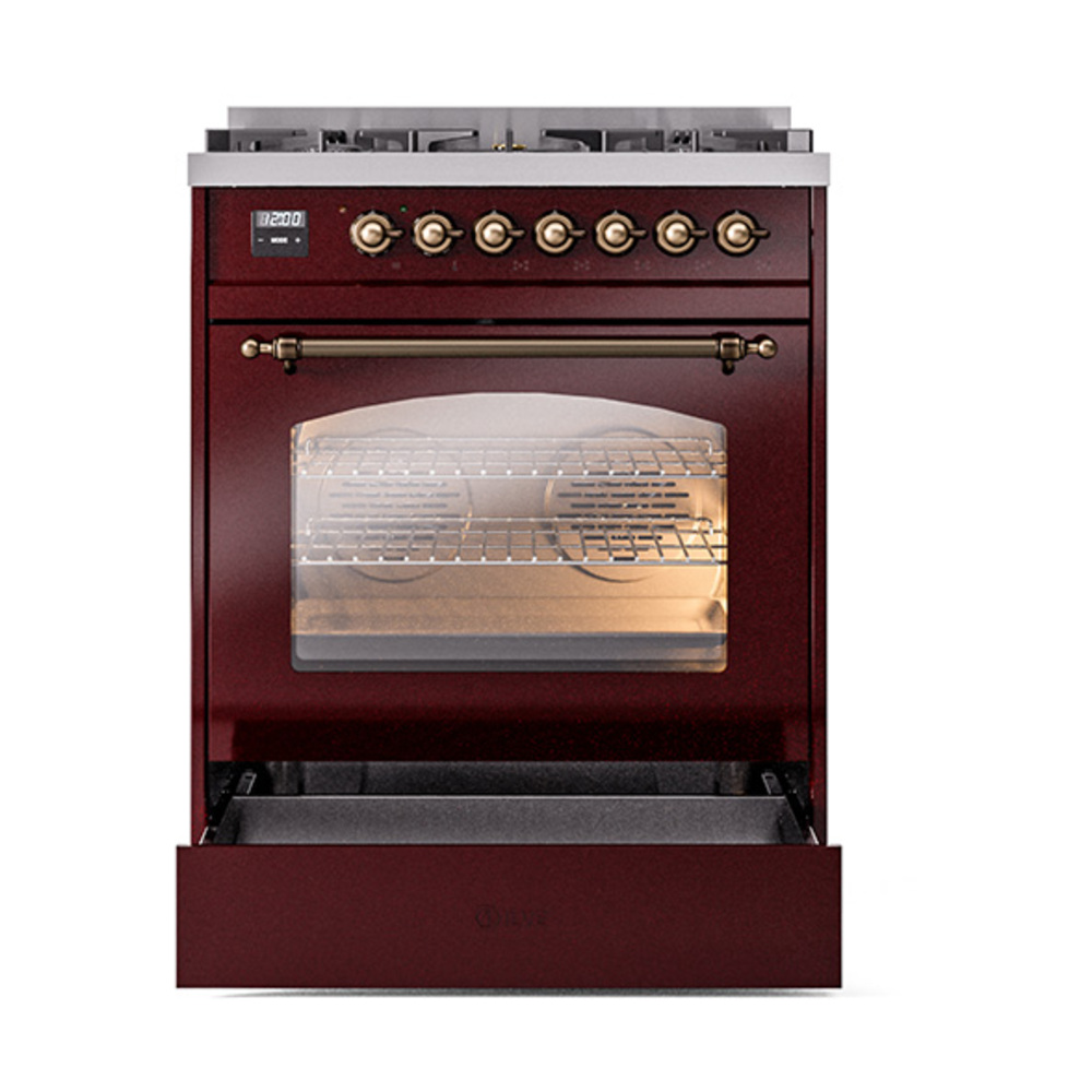 ILVE_UP30NMPBUB_Nostalgie_II_30"_Dual_Fuel_Range_drawer_opened