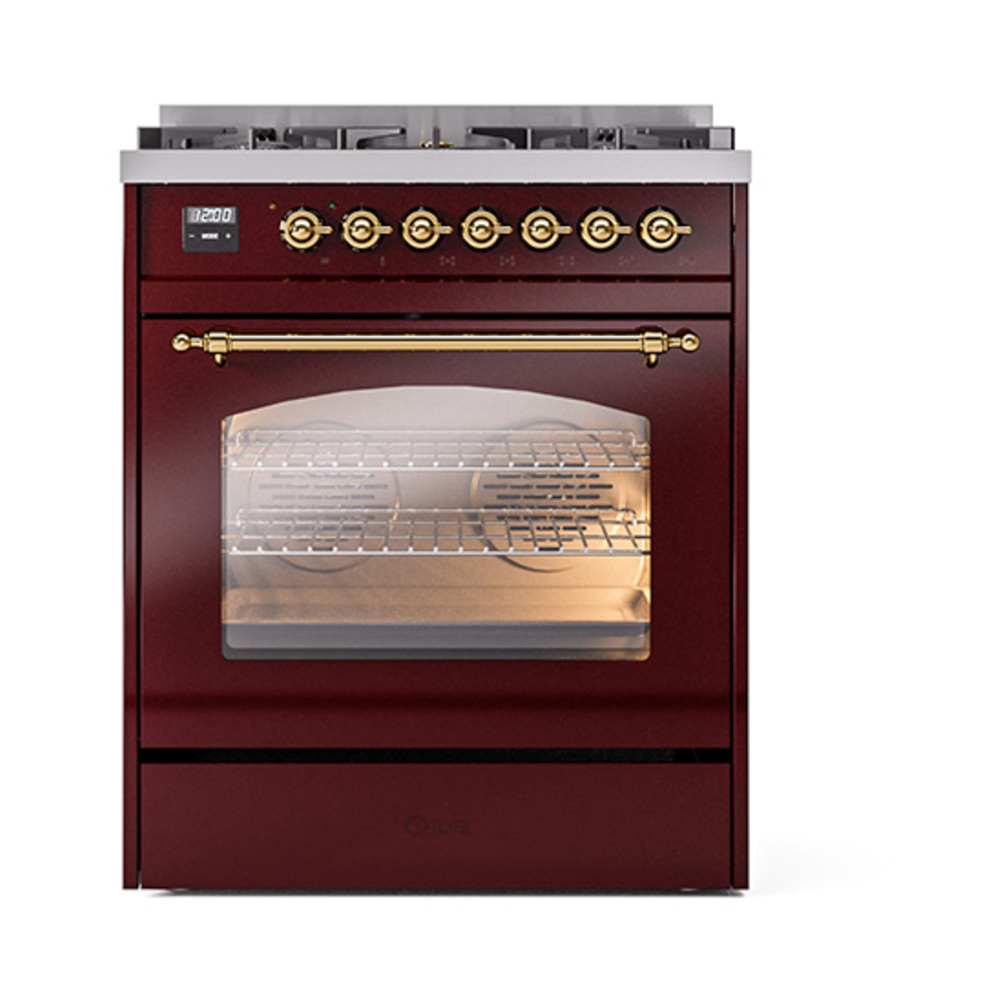 ILVE_UP30NMPBUGLP_Nostalgie_II_30"_Dual_Fuel_Range_front_view