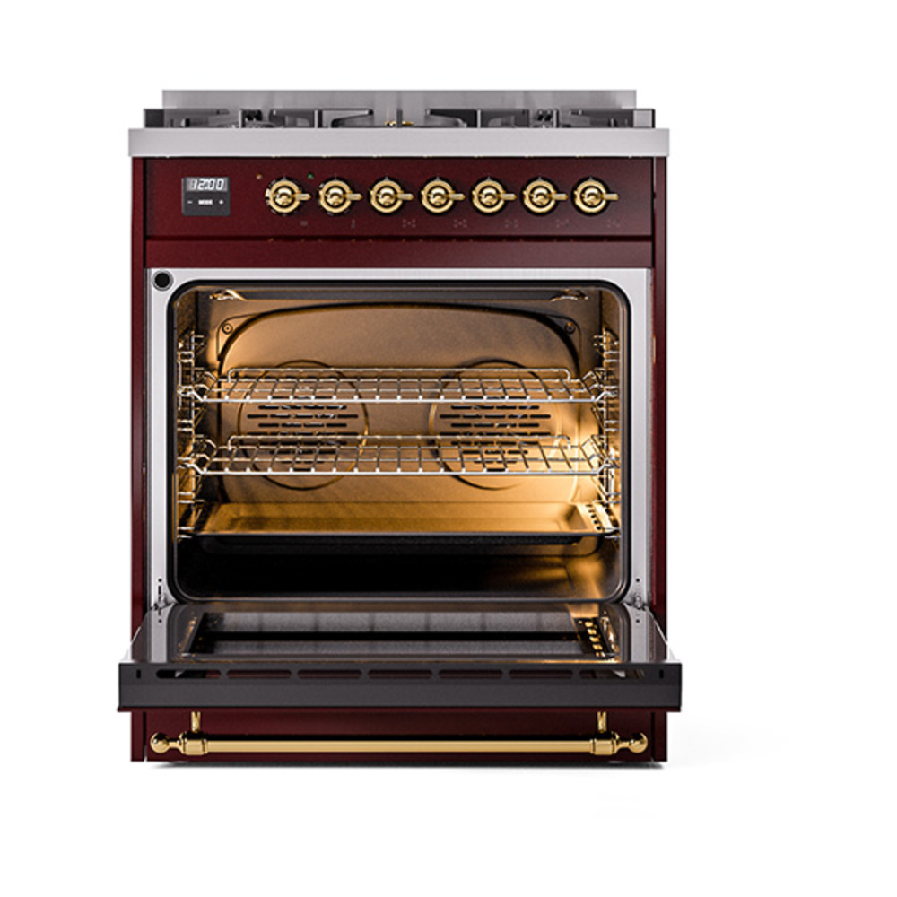 ILVE_UP30NMPBUG_Nostalgie_II_30"_Dual_Fuel_Range_oven_door_opened