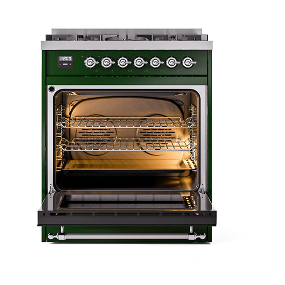 ILVE_UP30NMPEGC_Nostalgie_II_30"_Dual_Fuel_Range_oven_door_opened
