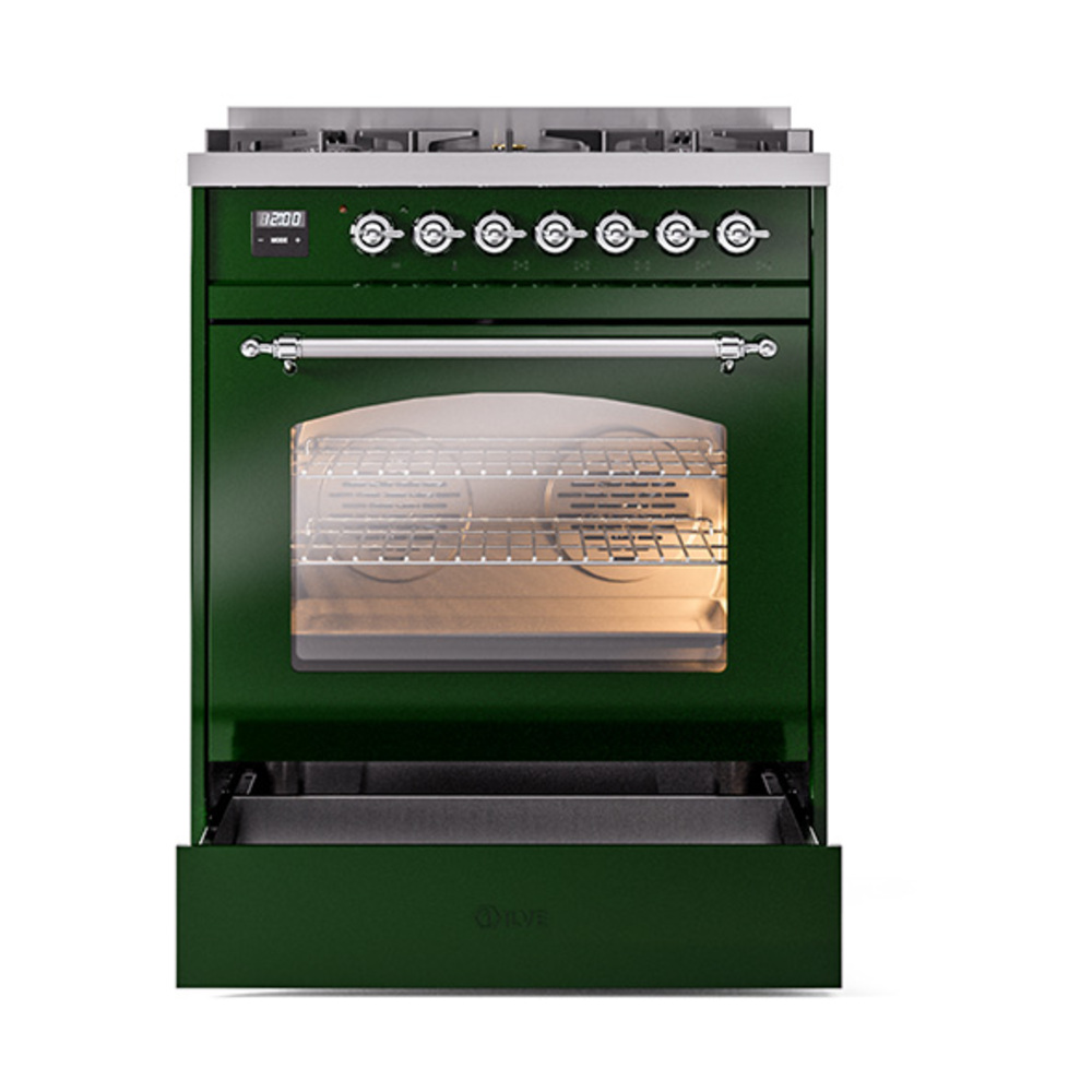 ILVE_UP30NMPEGC_Nostalgie_II_30"_Dual_Fuel_Range_drawer_opened