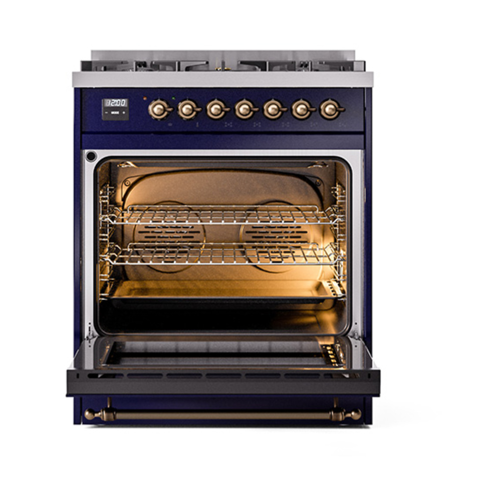 ILVE_UP30NMPMBB_Nostalgie_II_30"_Dual_Fuel_Range_oven_door_opened