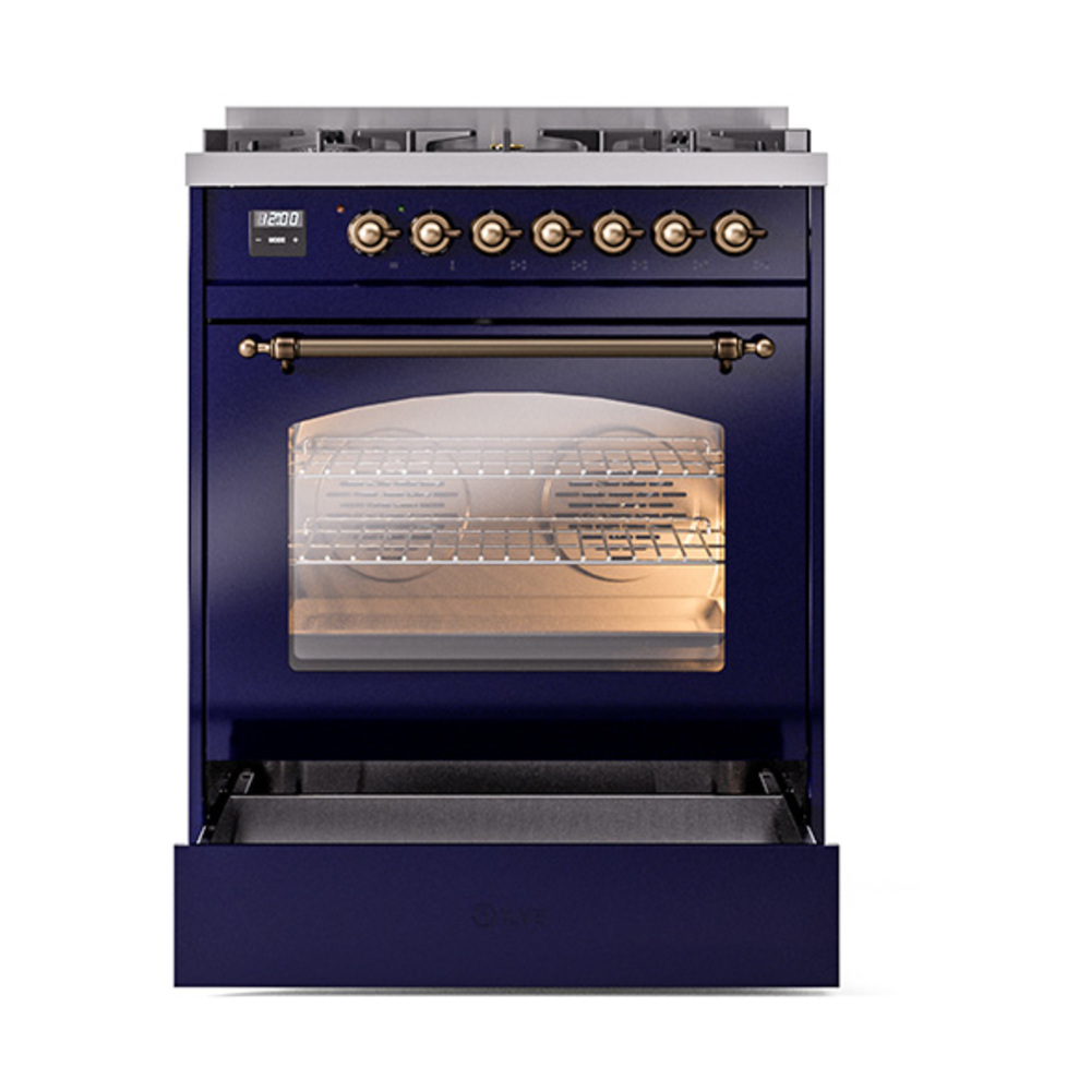 ILVE_UP30NMPMBB_Nostalgie_II_30"_Dual_Fuel_Range_drawer_opened