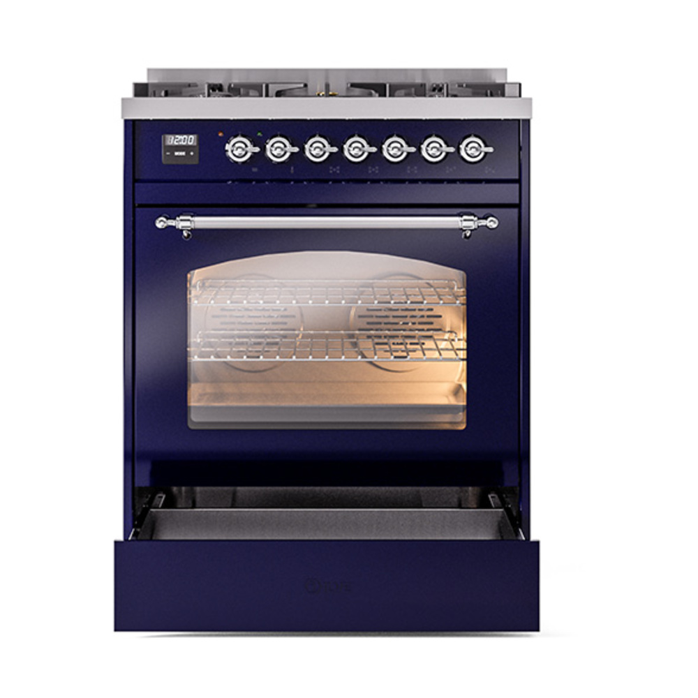 ILVE_UP30NMPMBC_Nostalgie_II_30"_Dual_Fuel_Range_drawer_opened