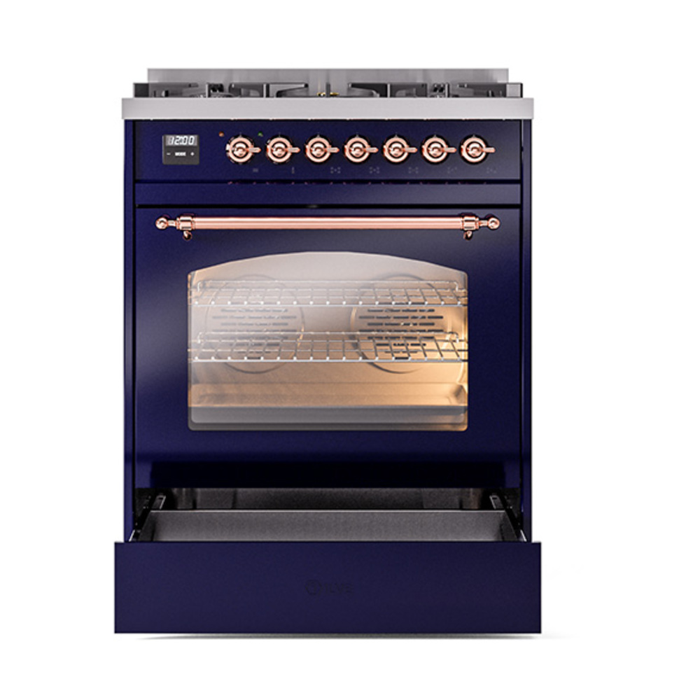 ILVE_UP30NMPMBPLP_Nostalgie_II_30"_Dual_Fuel_Range_drawer_opened