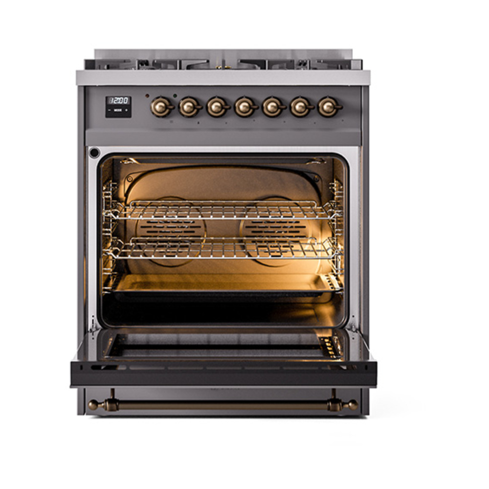 ILVE_UP30NMPMGBLP_Nostalgie_II_30"_Dual_Fuel_Range_oven_door_opened